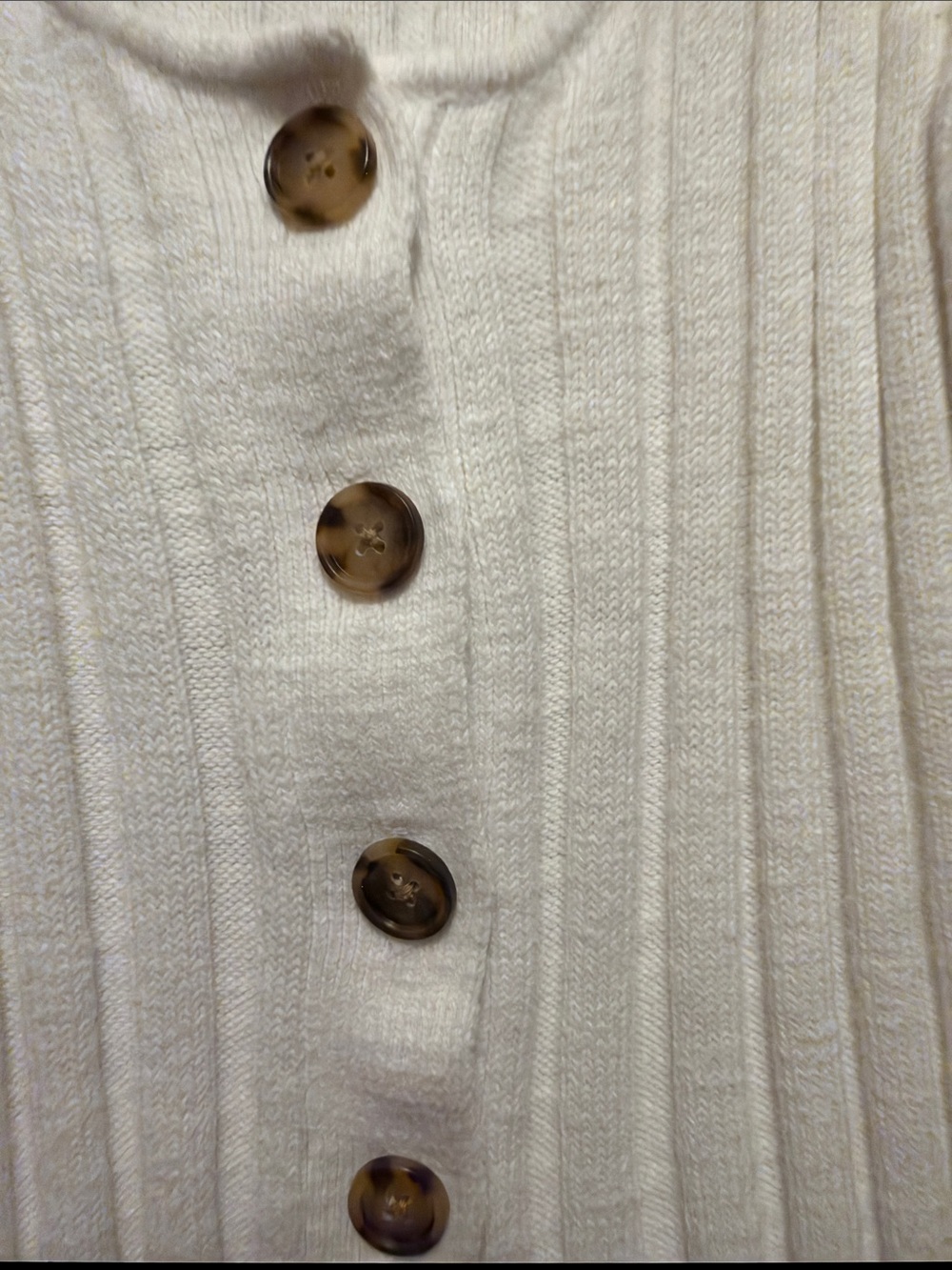 LOFT White Ribbed Tank with Tortoiseshell Buttons - Picture 3 of 5